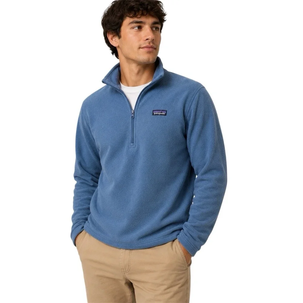 Patagonia Synchilla Quarter Zip Fleece Pullover Mens Blue Sweater. Sz S
